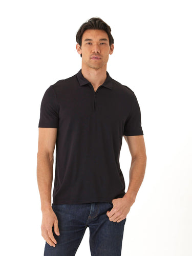 Erick Peached Pique ¼ Zip SS Polo Mens Tops Tshirt Short Polo Threads 4 Thought 