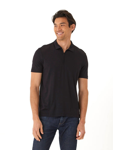 Erick Peached Pique ¼ Zip SS Polo Mens Tops Tshirt Short Polo Threads 4 Thought 