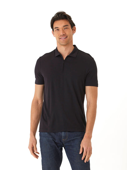 Erick Peached Pique ¼ Zip SS Polo Mens Tops Tshirt Short Polo Threads 4 Thought 