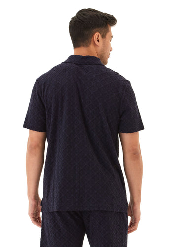 Darryn Jacquard Terry 2-Button Polo Mens Tops Tshirt Short Polo Threads 4 Thought 