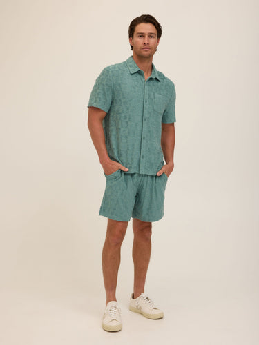 Mitchell Tile Leaf Jacquard Terry Short Mens Bottoms Short Threads 4 Thought 