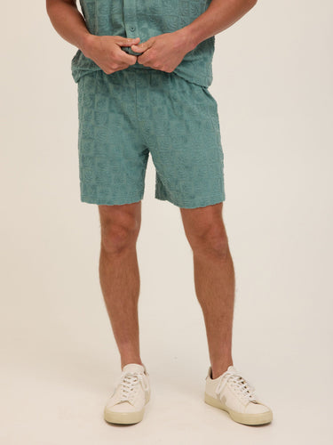 Mitchell Tile Leaf Jacquard Terry Short Mens Bottoms Short Threads 4 Thought 