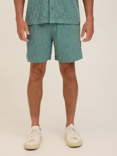 Mitchell Tile Leaf Jacquard Terry Short Mens Bottoms Short Threads 4 Thought 