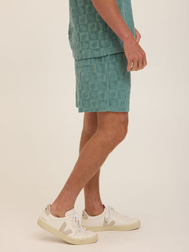 Mitchell Tile Leaf Jacquard Terry Short Mens Bottoms Short Threads 4 Thought 
