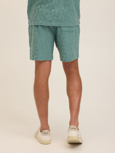 Mitchell Tile Leaf Jacquard Terry Short Mens Bottoms Short Threads 4 Thought 