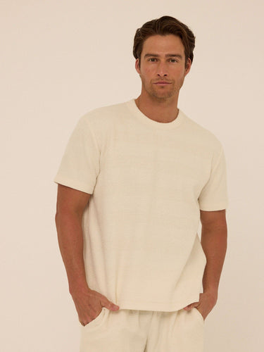 Chadwick Jacquard Textured Stripe Relaxed Tee Mens Tops Tshirt Short Threads 4 Thought 
