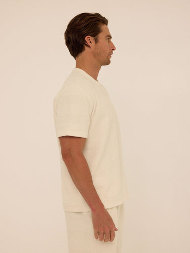 Chadwick Jacquard Textured Stripe Relaxed Tee Mens Tops Tshirt Short Threads 4 Thought 