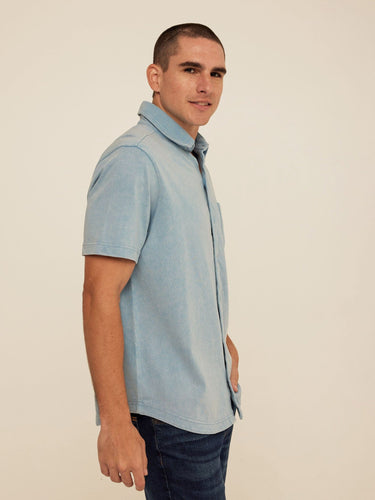 Dorian Mineral Wash Jersey Short Sleeve Button-Down Threads 4 Thought 