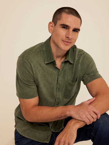 Dorian Mineral Wash Jersey Short Sleeve Button-Down Threads 4 Thought 