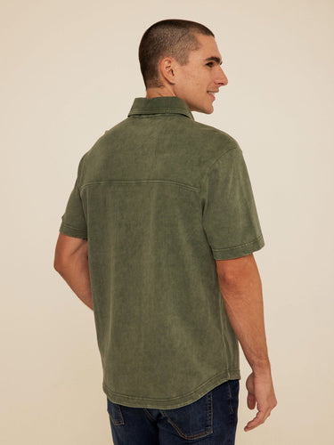 Dorian Mineral Wash Jersey Short Sleeve Button-Down Threads 4 Thought 