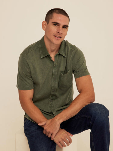 Dorian Mineral Wash Jersey Short Sleeve Button-Down Threads 4 Thought 