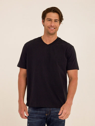 Roger Organic Cotton Relaxed V-Neck Tee Mens Tops Tshirt Short Threads 4 Thought 