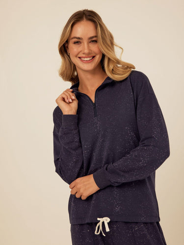 Nyla Spray Wash Modal Terry Half-Zip Pullover Womens Outerwear Sweatshirt Threads 4 Thought 