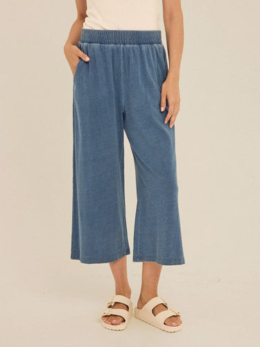 Ivanna Indigo Jersey Wide Leg Capri Pant Womens Bottoms Pants Threads 4 Thought 