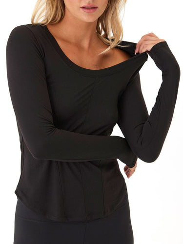 Kellie Heather Luxe Jersey Seam Detail Top Womens Tops Long Tee Threads 4 Thought 
