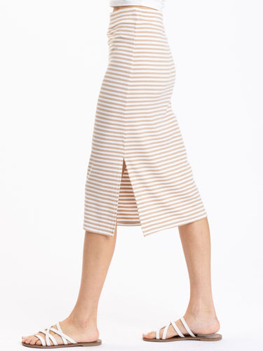 Adella Stripe Feather Rib Side-Slit Midi Skirt Womens Bottoms Skirt Threads 4 Thought 