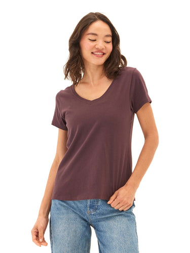 Pattie Organic Cotton V-Neck Tee Womens Tops Short Tee Threads 4 Thought 