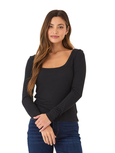 Yvette Feather Rib Square Top Womens Tops Long Tee Threads 4 Thought 