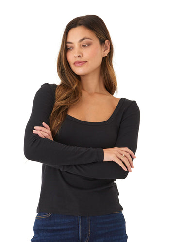 Yvette Feather Rib Square Top Womens Tops Long Tee Threads 4 Thought 