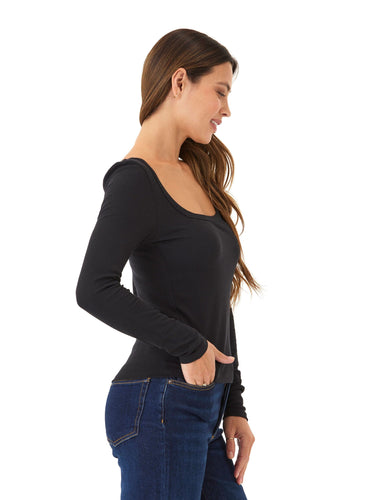Yvette Feather Rib Square Top Womens Tops Long Tee Threads 4 Thought 