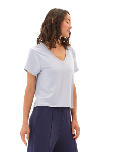 Bettine Modal Terry V-Neck Tee Womens Tops Short Tee Threads 4 Thought 