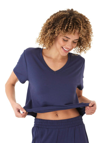 Bettine Modal Terry V-Neck Tee Womens Tops Short Tee Threads 4 Thought 