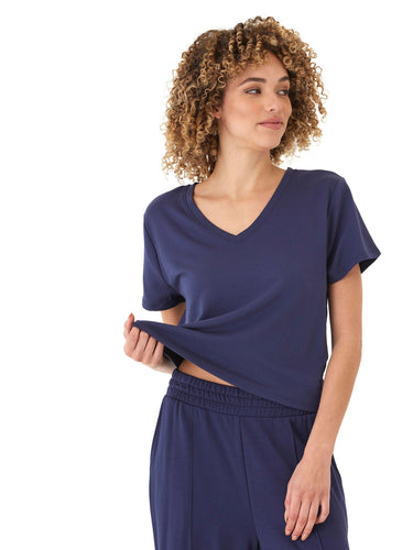 Bettine Modal Terry V-Neck Tee Womens Tops Short Tee Threads 4 Thought 