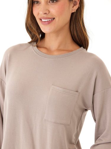 Shaina Modal Terry Pocket Long Sleeve Womens Tops Long Tee Threads 4 Thought 