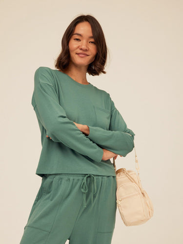 Shaina Modal Terry Pocket Long Sleeve Womens Tops Long Shirt Threads 4 Thought 