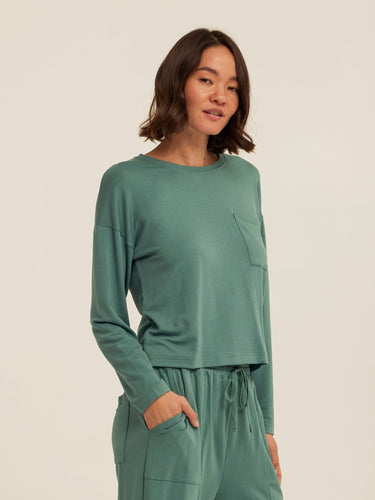 Shaina Modal Terry Pocket Long Sleeve Womens Tops Long Shirt Threads 4 Thought 