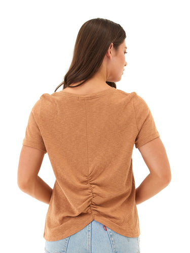 Leonora Textured Slub Jersey Ruched Vneck Top Threads 4 Thought 