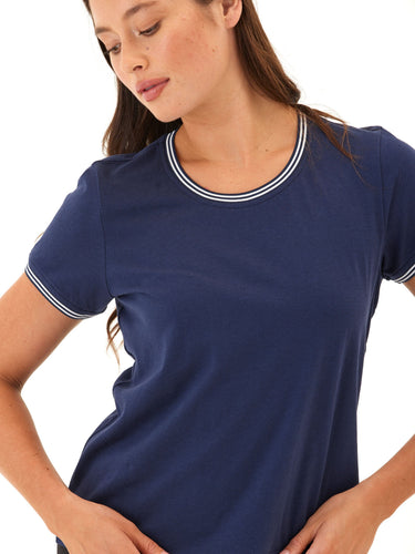 Jordana Comfort Jersey Trim Detail Tee Womens Tops Short Tee Threads 4 Thought 