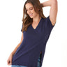 Agatha Textured Slub Jersey Slit Tee Womens Tops Short Shirt Threads 4 Thought 