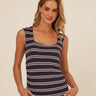 Brynlee Barbados Stripe Feather Rib Ruched Top Womens Tops Tanks Threads 4 Thought 