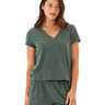 Aylani Smocked Jersey V-Neck Top Threads 4 Thought 