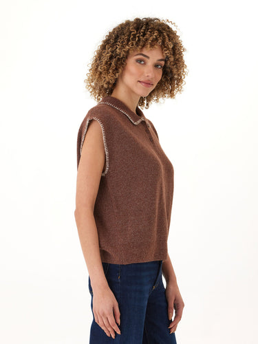 Julieta Cozy Solid Knit Sweater Polo Threads 4 Thought 