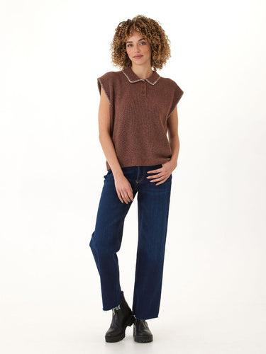 Julieta Cozy Solid Knit Sweater Polo Threads 4 Thought 