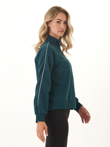 Constance Triblend Fleece Piping Detail Half Zip Pullover Threads 4 Thought 