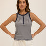 Alida Micro Stripe Feather Rib Henley Tank Threads 4 Thought 