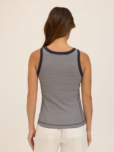 Alida Micro Stripe Feather Rib Henley Tank Threads 4 Thought 