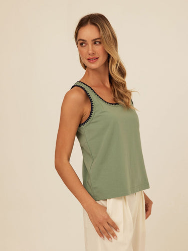 Genevieve Novelty Stitch Eco Jersey Tank Threads 4 Thought 