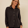 Blaire Mineral Wash Fleece Button-Down Womens Tops Long Shirt Threads 4 Thought 