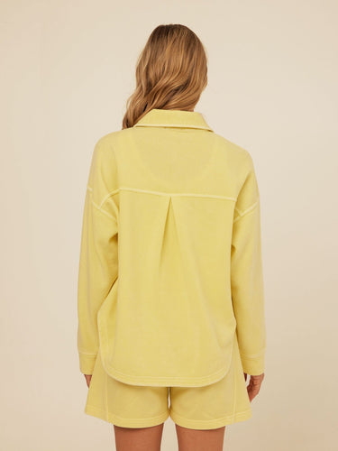 Blaire Mineral Wash Fleece Button-Down Womens Tops Long Shirt Threads 4 Thought 