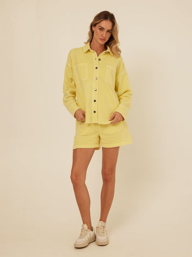 Blaire Mineral Wash Fleece Button-Down Womens Tops Long Shirt Threads 4 Thought 