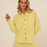 Blaire Mineral Wash Fleece Button-Down Womens Tops Long Shirt Threads 4 Thought 