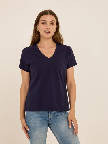 Aria Organic Cotton V-Neck Tee Womens Tops Short Tee Threads 4 Thought 