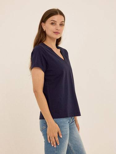 Aria Organic Cotton V-Neck Tee Womens Tops Short Tee Threads 4 Thought 
