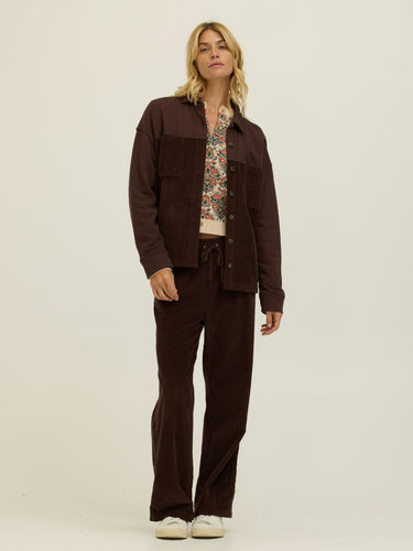 Peggy Terry Corduroy Mix Button-Down Womens Tops Long Shirt Threads 4 Thought 