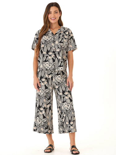 Alora Island Flora Print Woven Capri Pant Womens Bottoms Pants Threads 4 Thought 