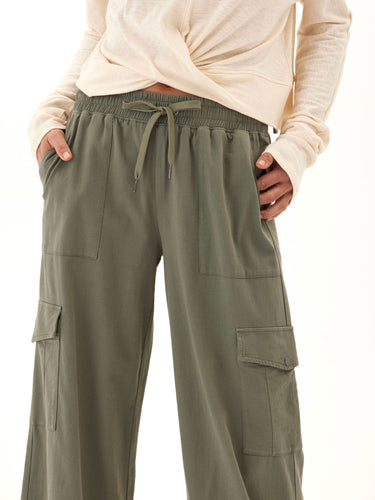 Eila Stretch Twill Wide Leg Cargo Pant Womens Bottoms Pants Threads 4 Thought 